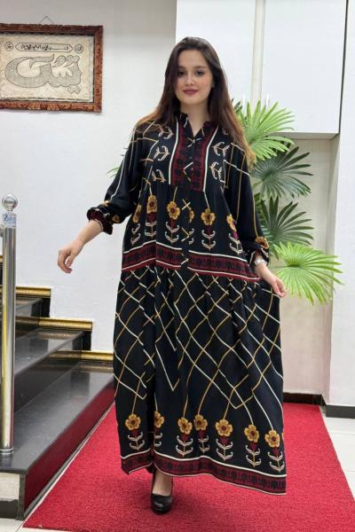 seçkil viskon elbise Siyah Bordo