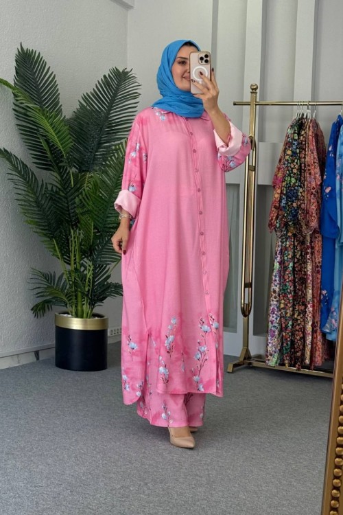 Selena İkili Tunik Takım Pembe