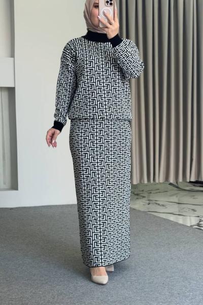 Serpil Etekli Takım Siyah Ekru