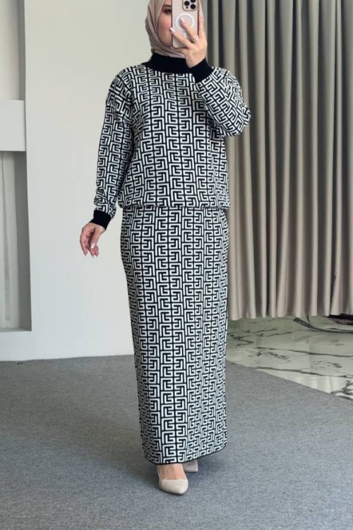 Serpil Etekli Takım Siyah Ekru