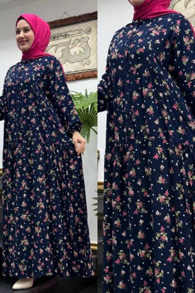 Sezen Viskon Elbise Lacivert