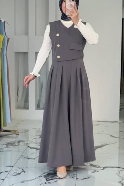 Sidelya Elbiseli İkili Takım Füme