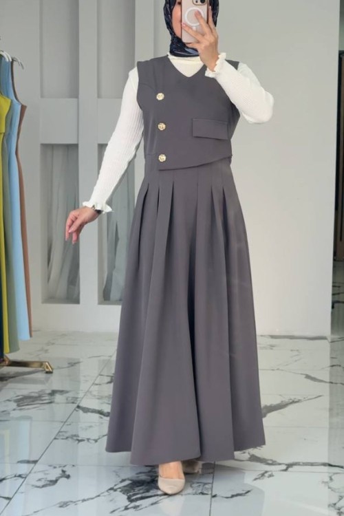 Sidelya Elbiseli İkili Takım Füme