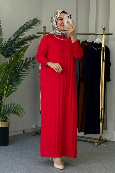 Sinem Merserize Elbise Kırmızı