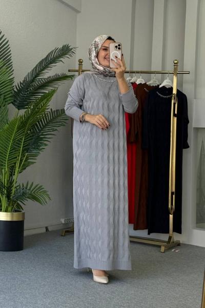 Sinem Merserize Elbise Gri