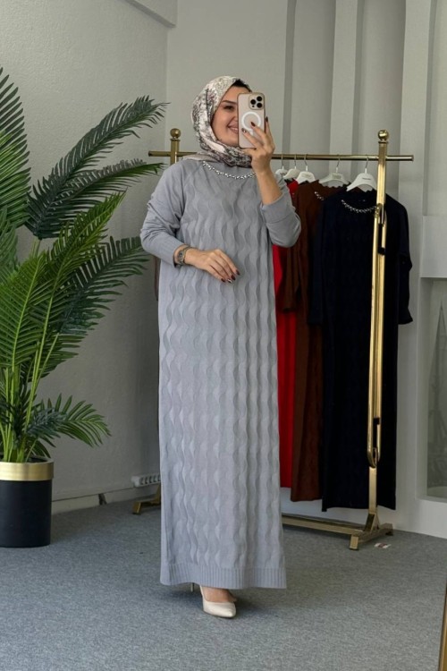 Sinem Merserize Elbise Gri