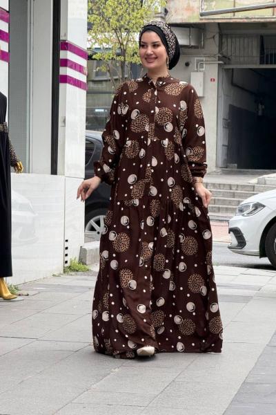 Şöhret Viskon Elbise Kahverengi