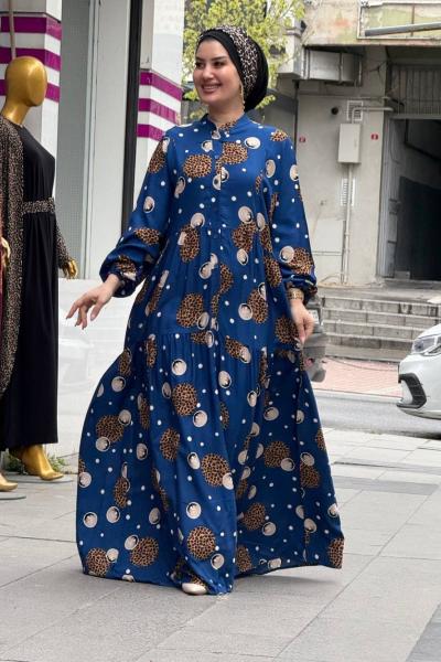 Şöhret Viskon Elbise Mavi