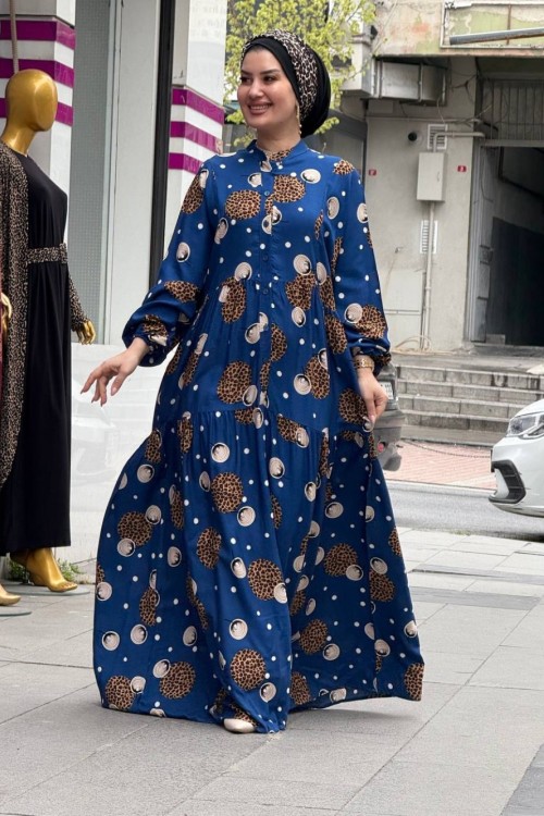 Şöhret Viskon Elbise Mavi