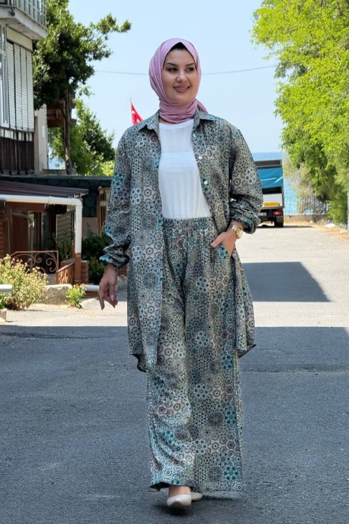 Sultan Pantolonlu Tunik Takım Yeşil