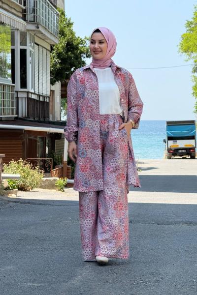 Sultan Pantolonlu Tunik Takım Pembe