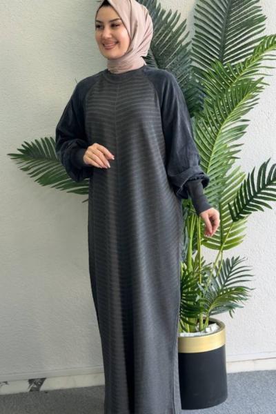 Suna Merserize Elbise Füme