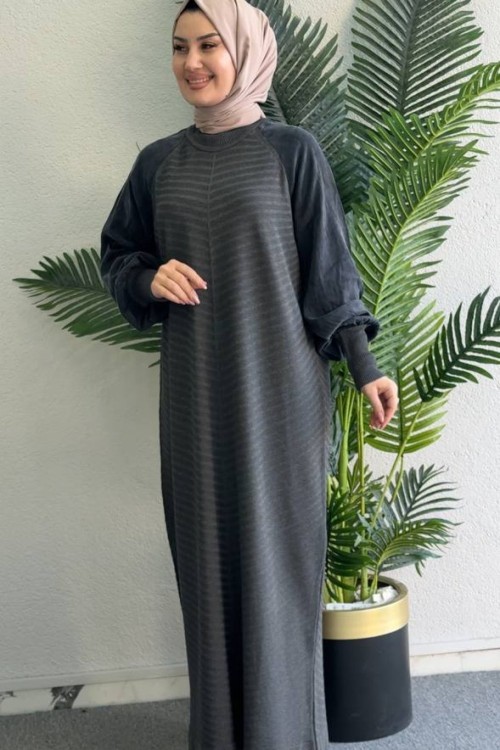 Suna Merserize Elbise Füme