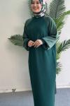 Suna Merserize Elbise Zümrüt