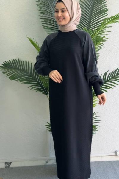 Suna Merserize Elbise Siyah