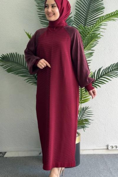 Suna Merserize Elbise Bordo