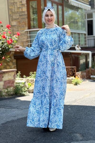 Suzan Kemerli Elbise Mavi