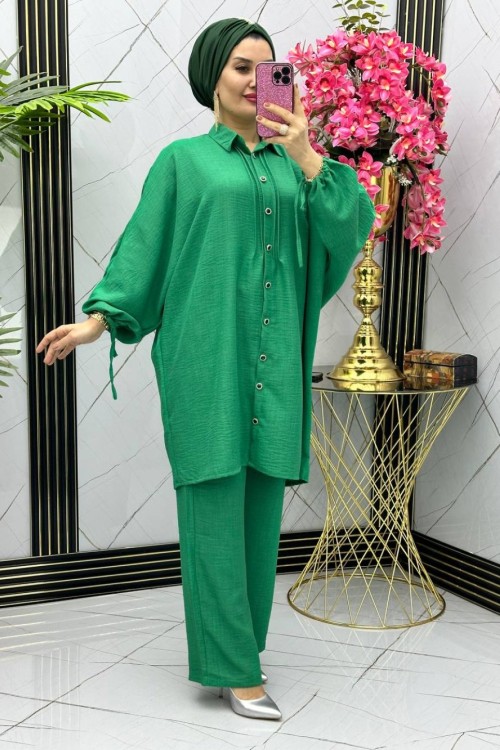 Yarasa pantolonlu ikili takım Yeşil