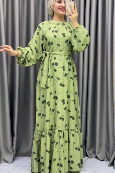 Yeni Dünya Kemerli Elbise Yeşil
