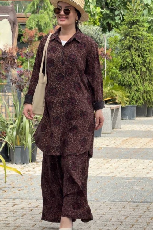 Yörem İkili Takım Pantolonlu Siyah Bordo