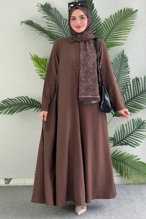 Zara Modal Elbise Kahverengi