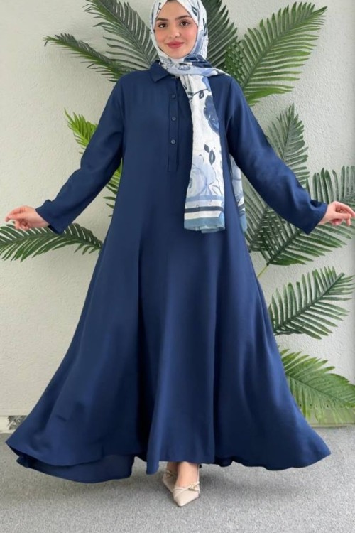 Zara Modal Elbise Gök Mavi