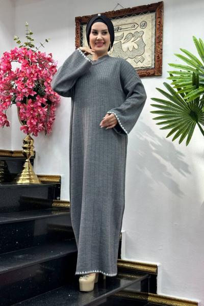 ZERRİN Triko Elbise Füme