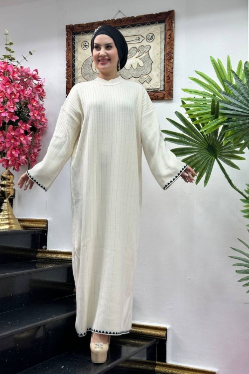 ZERRİN Triko Elbise Beyaz