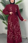 Zuhal Taş İşlemeli Abiye Bordo