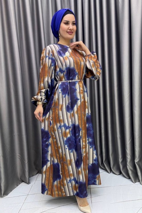 Sofia Krep Elbise Mavi