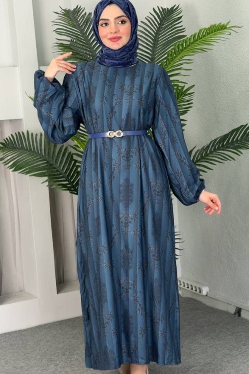 Balyar Krep Elbise Mavi