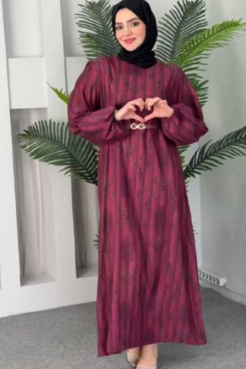 Balyar Krep Elbise Bordo
