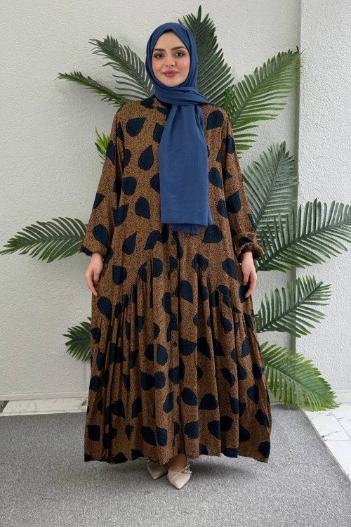 Defne Viskon Elbise Mavi