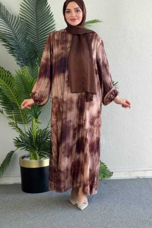 BELKIS krep elbise Kahverengi