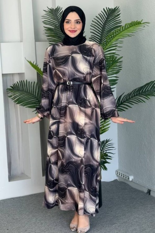 CANSEL krep elbise Siyah