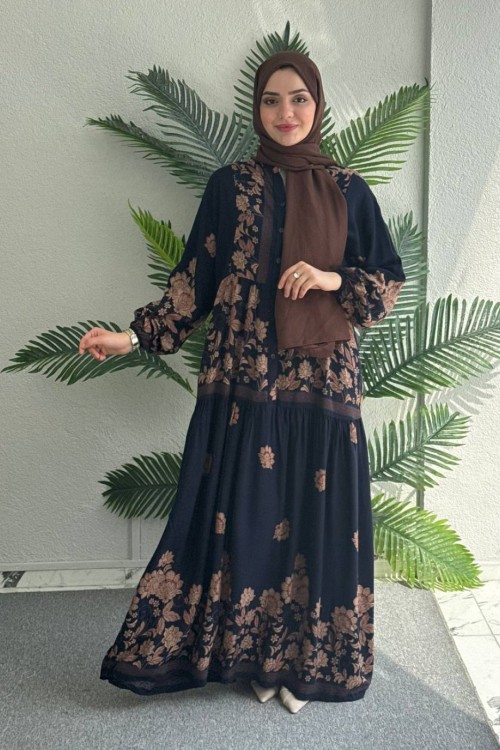 derya viskon elbise Lacivert