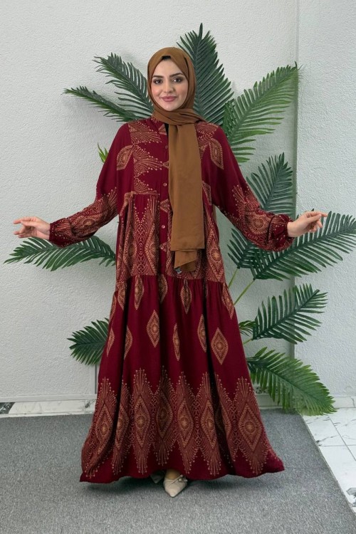 anka viskon elbise Kırmızı