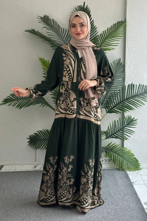 Lale viskon elbise Yeşil