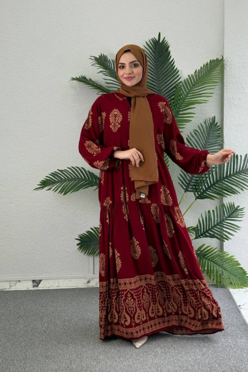 Evliya Viskon Elbise Kırmızı