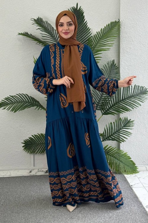 Karam viskon elbise Mavi