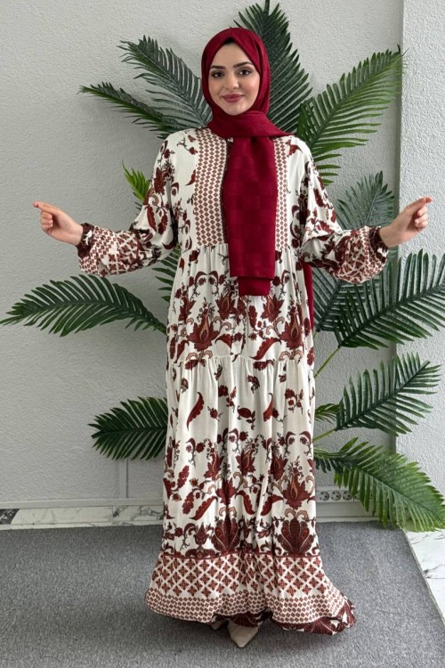 ROZA﻿ Visk﻿on Elbise Bordo