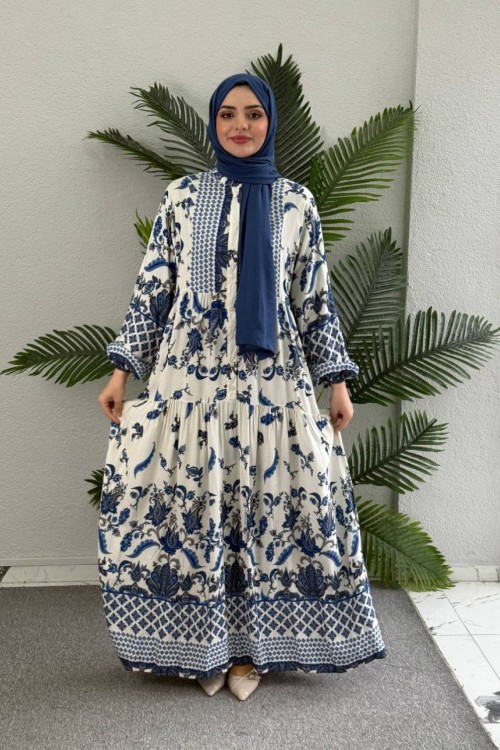 ROZA﻿ Visk﻿on Elbise Gök Mavi