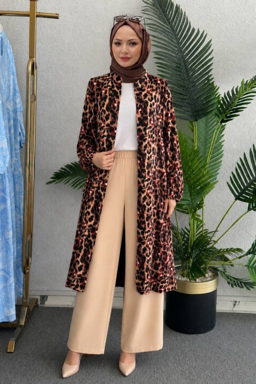 Kurdele Desenli Leopar Takım Kırmızı