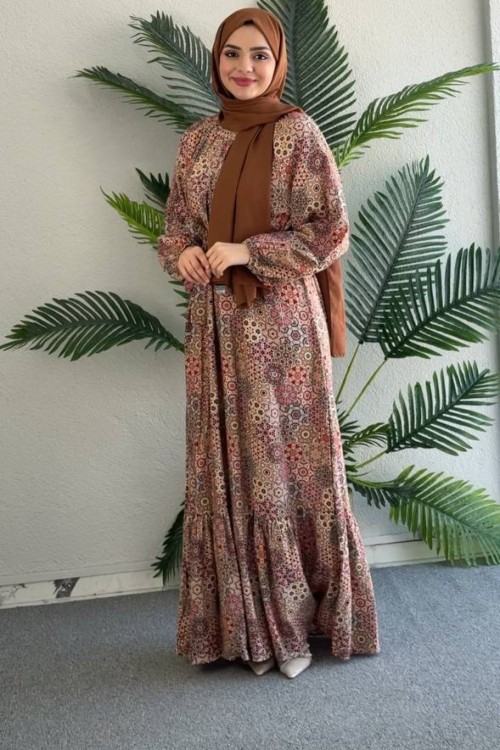 Mirla Kemerli Elbise Taba