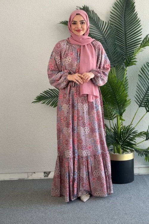 Mirla Kemerli Elbise Pembe