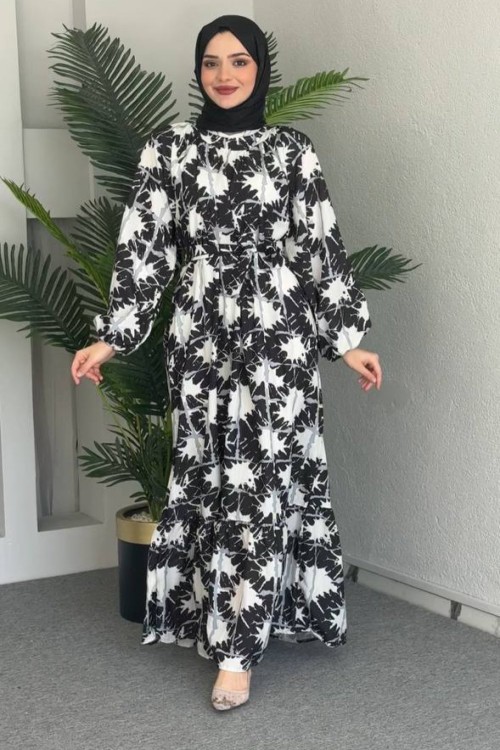 Dora Kemerli Elbise Siyah