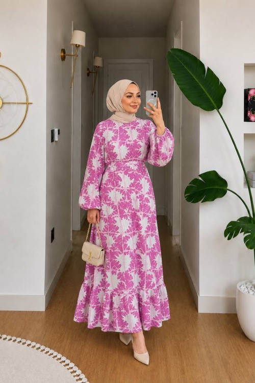 Dora Kemerli Elbise Pembe