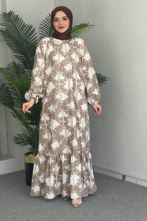 Dora Kemerli Elbise Sütlü Kahve