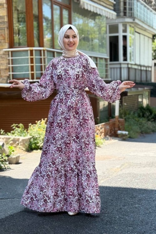 Suzan Kemerli Elbise Bordo