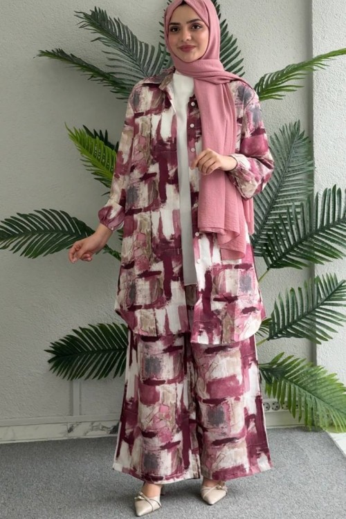 Hasret Pantolonlu Tunik Takım Bordo